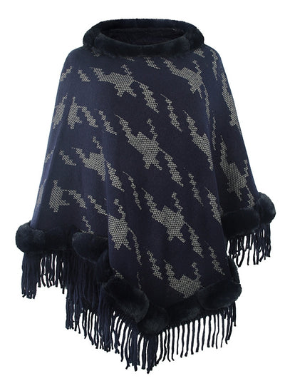 Sweater Collar Tassel Shawl Cloak