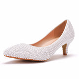 5cm Pearl Pointed Shallow Wedding Shoes