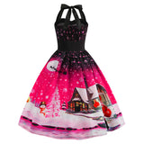 Women Halter Vintage Christmas Dress