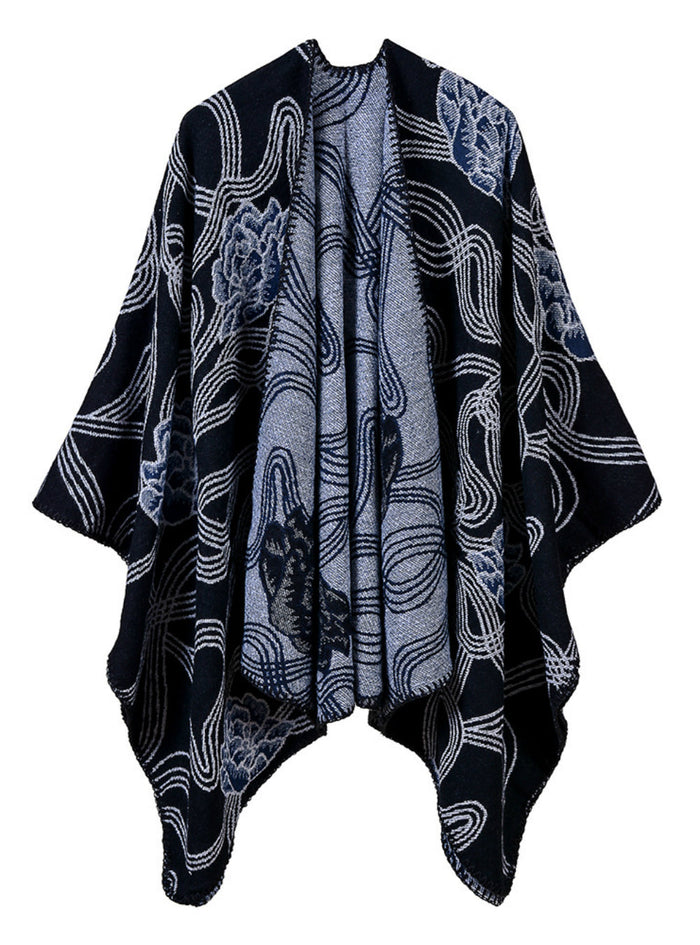 Woven Print Flower Imitation Cashmere Shawl