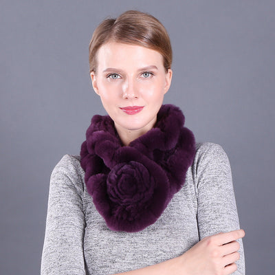 Lotus Leaf Rex Rabbit Fur Scarf Warm Fur Scarf