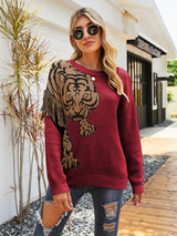 Loose Pullover Tiger Pattern Sweater