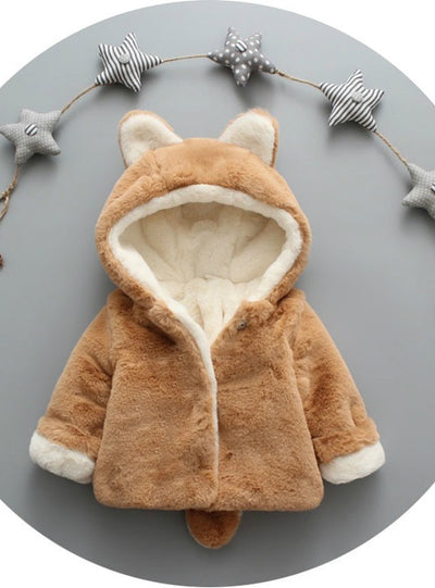 Baby Girls Winter Jackets Warm Faux Fur 