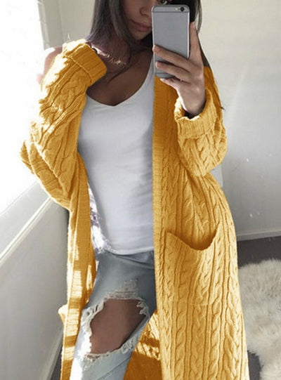 Womens Pockets Sweater Long Warm Sweater Cardigan Coat