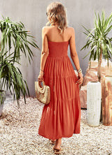 Solid Color Tube Top Big Swing Dress