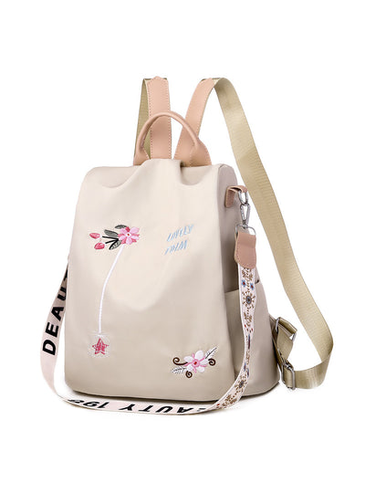 Embroidered Flower Backpack Female Oxford Style