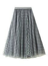 Retro Contrast Plaid Gauze Skirt