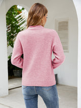 Solid Color Pullover Loose Half Turtle Neck Sweater