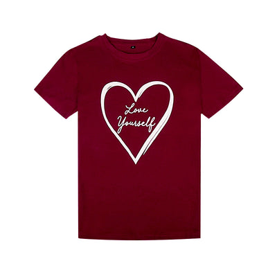 Love Heart Printed Short Sleeve T-shirt