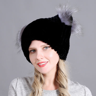 Rex Fur Hats Ladies Thicken Keep Warm