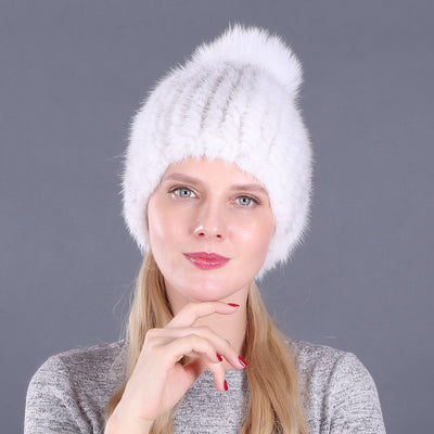Mink Wool Woven Thickened Warm Ear Mink Hat