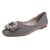 Square Pearl Buckle Shoes