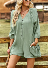 Solid Color Loose Casual Jumpsuit