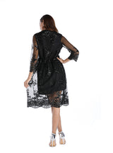 V Neck Long Sleeve Sequin Party Dress