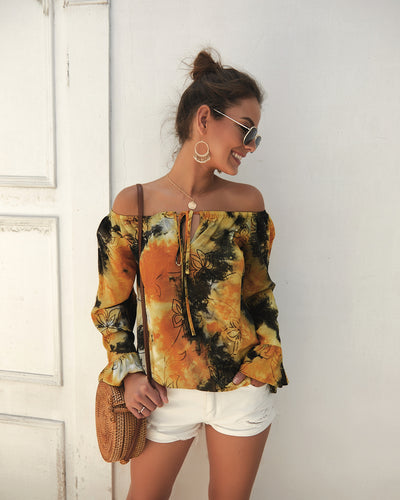 Sexy Long-sleeved Print Shirt