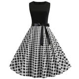 Sleeveless Retro Checkered Print Dress