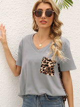 Loose Leopard Stitching Short Sleeve T-shirt