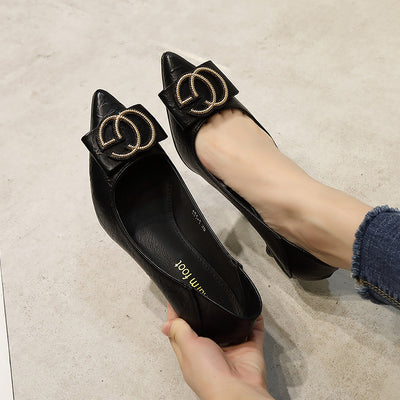 Fine Leather Sexy Pointed High Heel Shoes