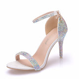Sequined Roman Stiletto Crystal Sandals Shoes