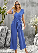 Loose Wide-leg Solid Color Jumpsuit