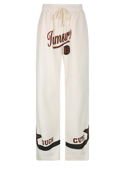 Printed Elastic Waist Wide Legs Pants