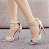 11cm Fish Mouth Rhinestone High-heeled Sandals