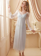 Palace Gauze Home Nightgown Long Dress