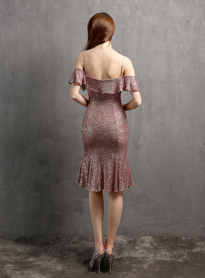 Sheath Sequins Straps Party Dress