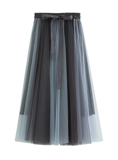 Women Spliced Gauze Skirt