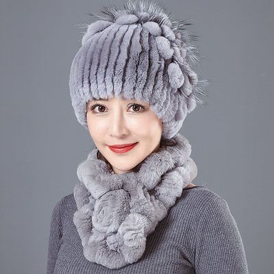 Rex Fur Hat Winter Scarf Collar Suit