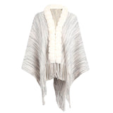 Fringe Shawl Fur Collar Cardigan Coat