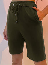 Casual Solid Color Elastic Drawstring Short Pants