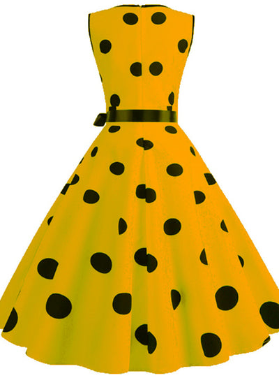 V-neck Retro Polka Dot Short Sleeves Dress