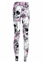 Skull&Peach blossom Leggings Digital Print Pants