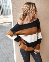 Women Contrast Striped Sweater