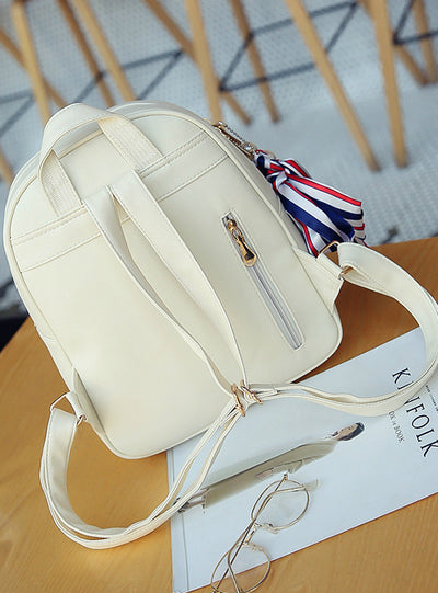 4 Pcs/Set Embroidery Women Backpack Rivet School Bag