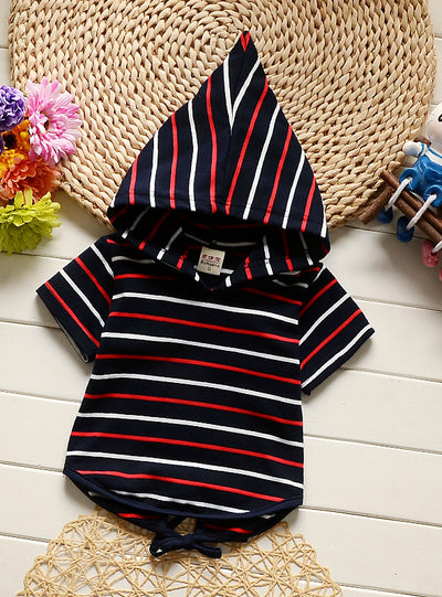 Boys Clothes hooded Vest+ T-shirt+pants Striped