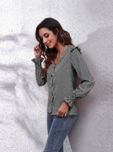 V-neck Long-sleeved Chiffon Shirt