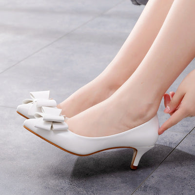 Thin-heeled Bow Pointed Shoes