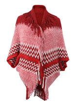 Fringe Color Matching Sweater Cloak Shawl