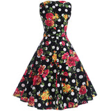 Print Sleeveless Vintage Dress With Belt
