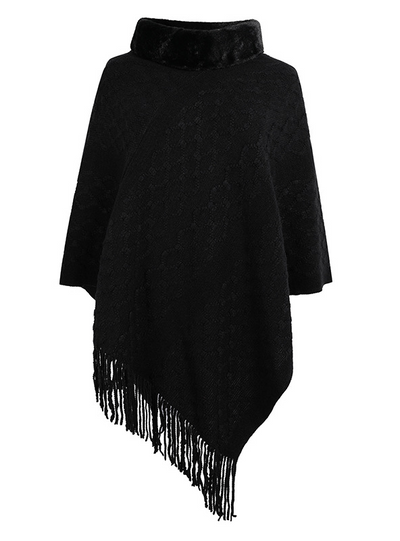 Women's Cape Fur Collar Tassel Coat