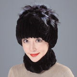 Rabbit Fur Straw Hat Scarf Two-piece Suit