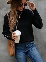 Button Coat Solid Color Half Turtle Neck Sweater