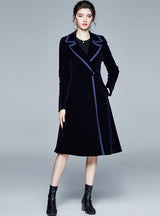 Women Long Sleeve Velvet Long Coat