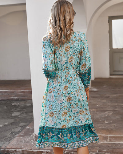 Bohemian Holiday Style Print Dress
