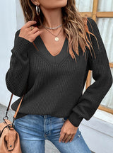 V-neck Long Sleeve Pullover Sweater
