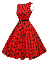 Women Sleeveless Polka Dot Vintage Dress
