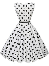 Women Sleeveless Polka Dot Vintage Dress