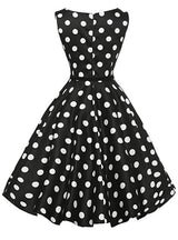 Women Sleeveless Polka Dot Vintage Dress